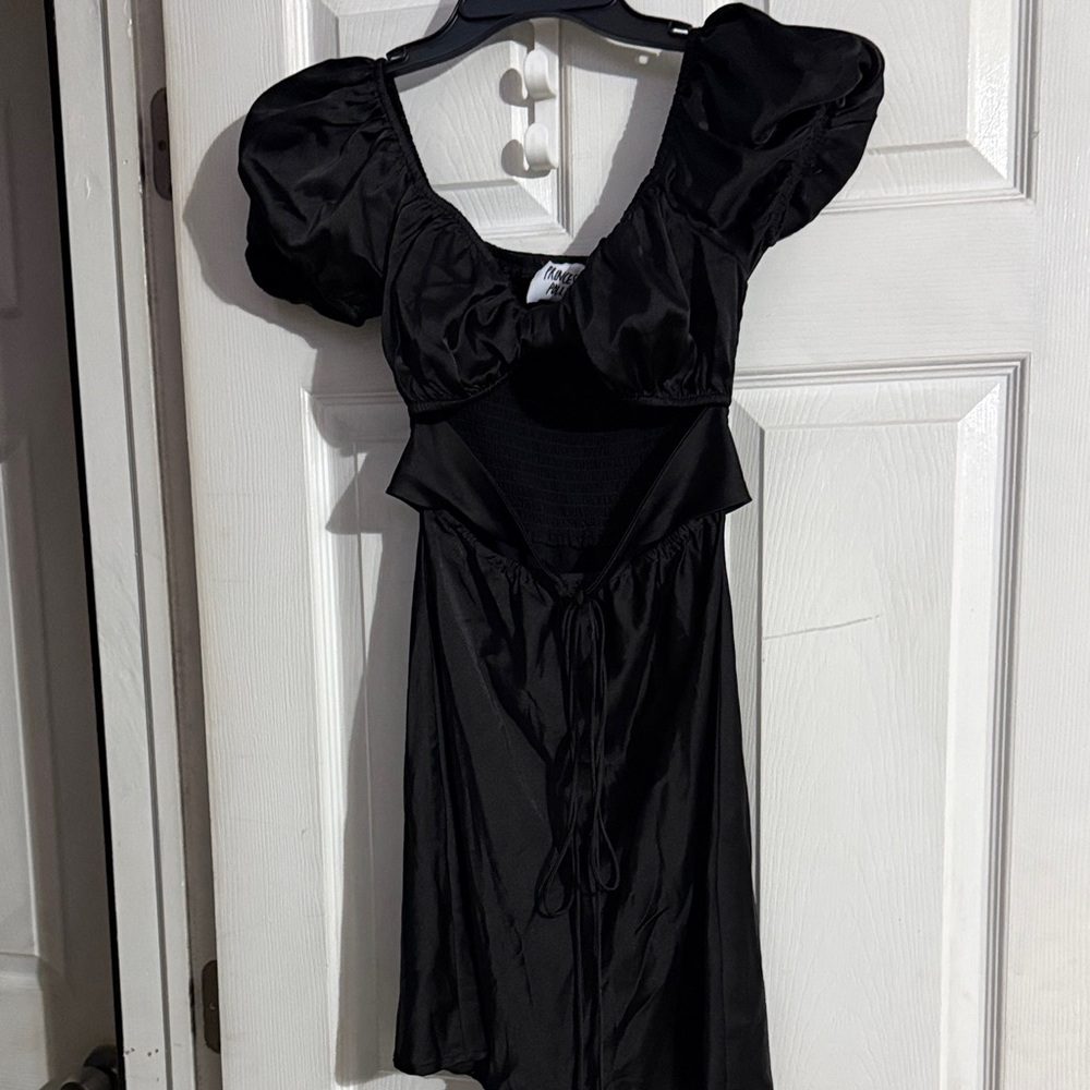 Princess Polly Black Mini Dress with Puff Sleeves
